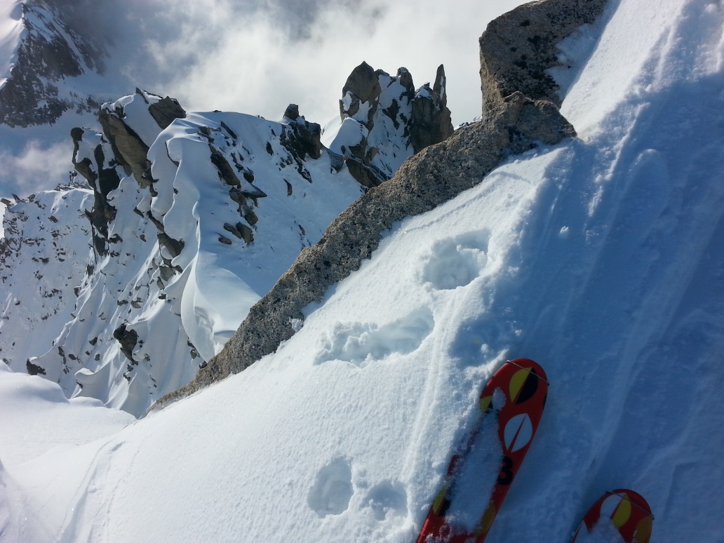 Scoping our line of descent from the summit of Vorderes Galmnihorn